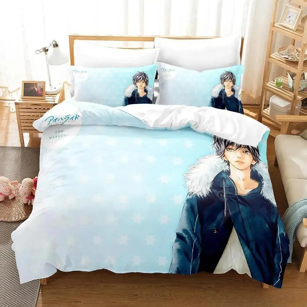 Neue blaue Federfahrt Bettwäsche-Set Einzel Twin Full Queen King Size Bett Set Erwachsene Kind Schlafzimmer Bettbezug-Sets Anime Bettlaken Set