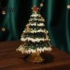 Holiday Gift for Women Christmas Tree Jewelry Box Enamel Inlay Alloy Organizer Luxury Metal Case Compact Decorative Ornament Dressing Table