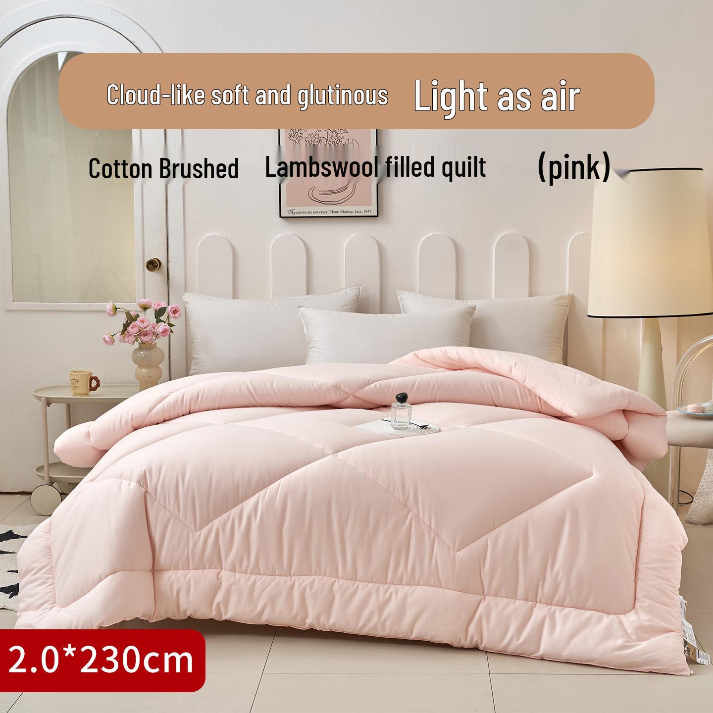 100% Pure Wool Winter Quilt, Thick Warm Cotton Brushed Lambswool, Single/Double Student Bedding 160*210, 4 jin