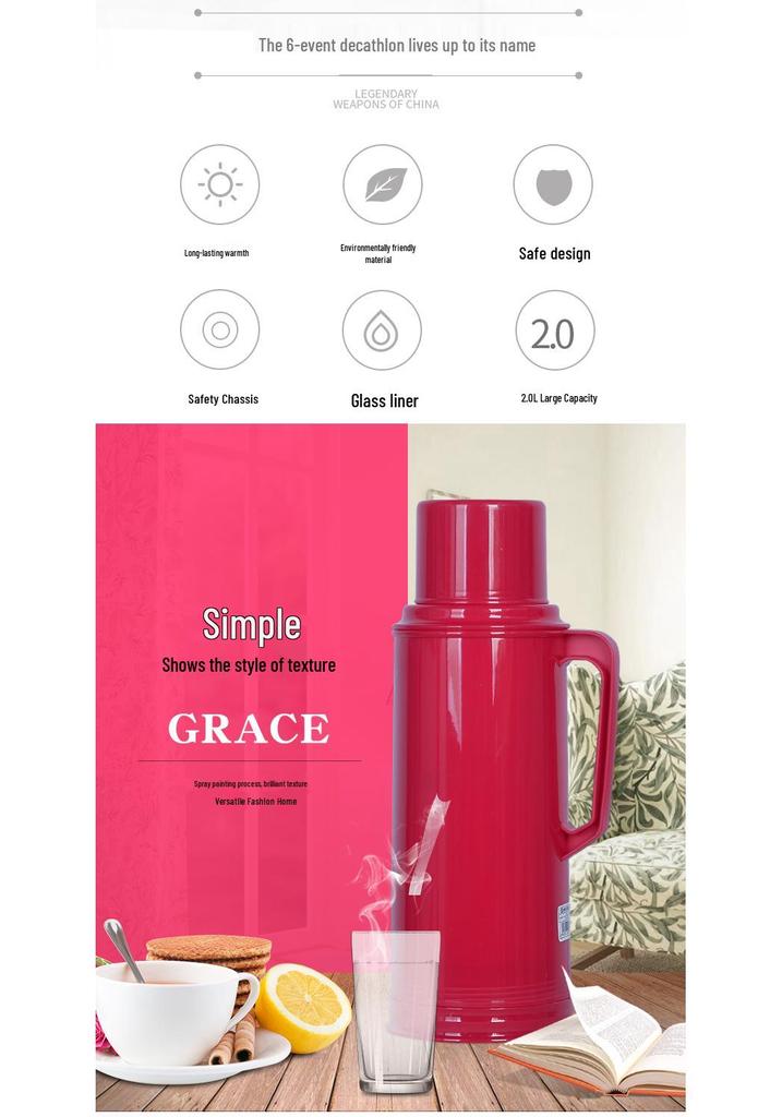 Compact 2L Classic Hot Water Bottle – Insulated Thermos with Plastic Shell for Dorm Use, 5 lbs