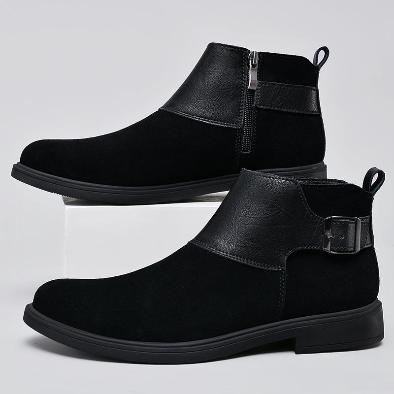 Warm Plush Fur Winter Boots for Men Fashion Comfortable Man Chelsea Boots Platform Snow Ankle Boots Handmade Soft Business Shoes