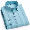 Spring Autumn Men's Business Casual Shirts Fashion Striped Long Sleeve Square Collar Oxford Textile Shirt Male Tops Plus Size