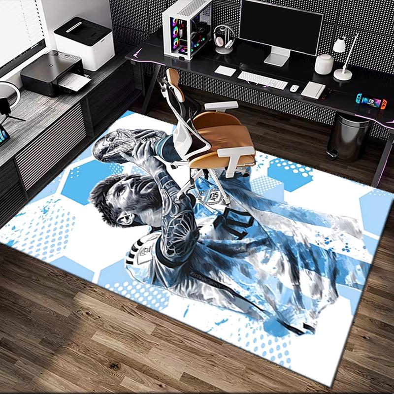 1pc Area Rug Appropriate for Office, Football Star Messi Carpet, Versatile Printed Chair Rug, Durable Home Sofa Carpet