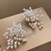 Vintage Imitation Pearls Flower Earrings for Women Luxury Handmade Beading Tassels Long Earring Bridal Wedding Party Jewelry