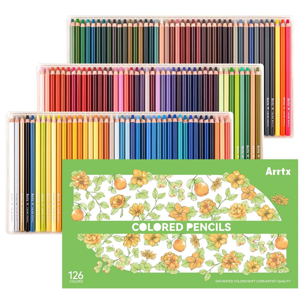 Arrtx Colored Thick Artist Grade 126-Color Oil-Based Pencils, 5.0mm Lead,