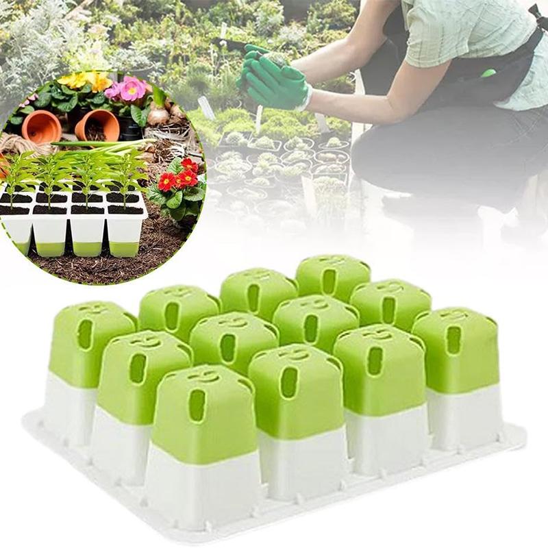 5 Pack 12-Cell Silicone Seedling Starter Tray, Reusable Houseplant Sprouting Containers, Plant Germination Tray, Plant Seedling Pots for Garden