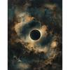 Sky Clouds Cumulus Clouds Dark Night Sky Moon Solar Eclipse Fantasy Moody Art Poster Canvas Painting Wall Pictures Home Decor