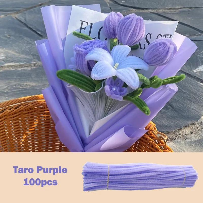 100Pcs Colorful Chenille Stems Pipe Cleaners Plush Tinsel Stem Wired Twist Sticks Hair Strip Diy Craft Educational Toys Handmade