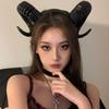 2025 Halloween Cosplay Stirnband Dunkles PU-Leder Teufelshorn Stirnband Für Männer Und Frauen Maskenball Party Haaraccessoires