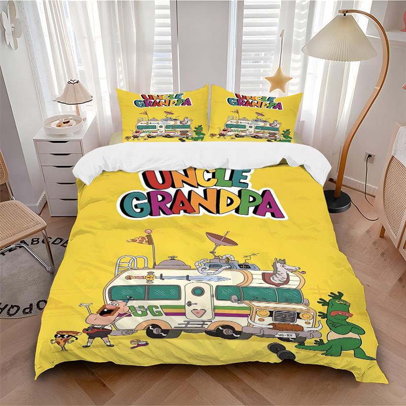 

3pc Uncle Grandpa Bedding Set Guest Room Bedroom Decor Christmas Halloween Decor Birthday and Holiday Gifts- All Seasons 3pcs Quilt 143 135x200cm