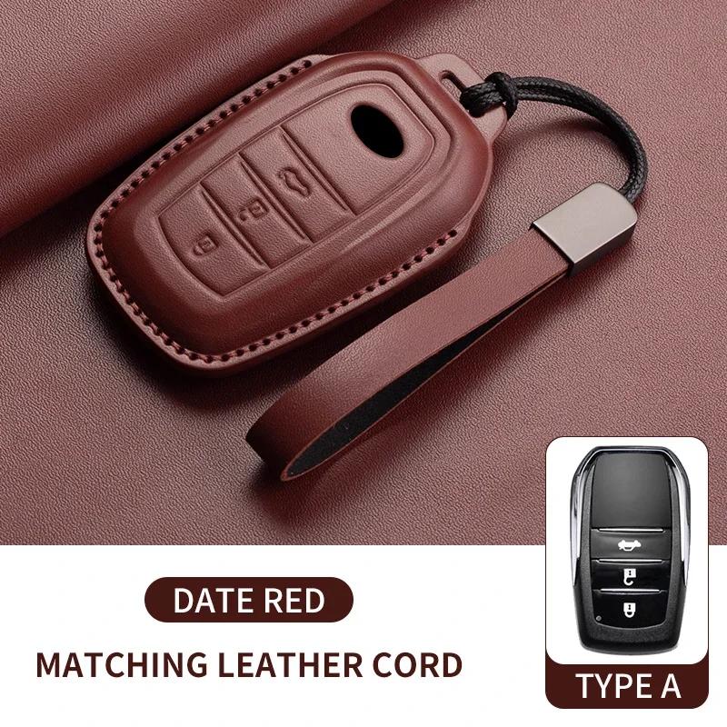 New Leather Car Remote Key Case Cover Shell for Toyota Prius Camry Corolla Avalon CHR RAV4 Land Cruiser Prado Keyless Key Fob