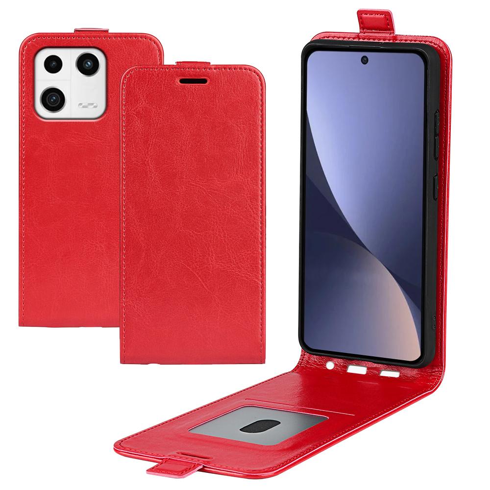 Cell Phone Cover For Xiaomi 13 5G,Vertical Flip Leather Crazy Horse Texture Protective Phone Case Card Holder