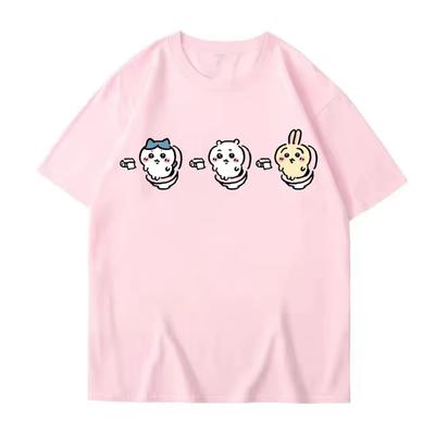 Funny Chiikawa Toilet T Shirts for Women Summer Graphic Short Sleeve Cotton Tees Men T-shirt Couple Street Casual Tops Clothing