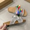 Women Slippers Summer New Fashion Colorful Lace-up Flat Bottom Sandals Woman Versatile Slip-On Flip Flops Casual Beach Shoes