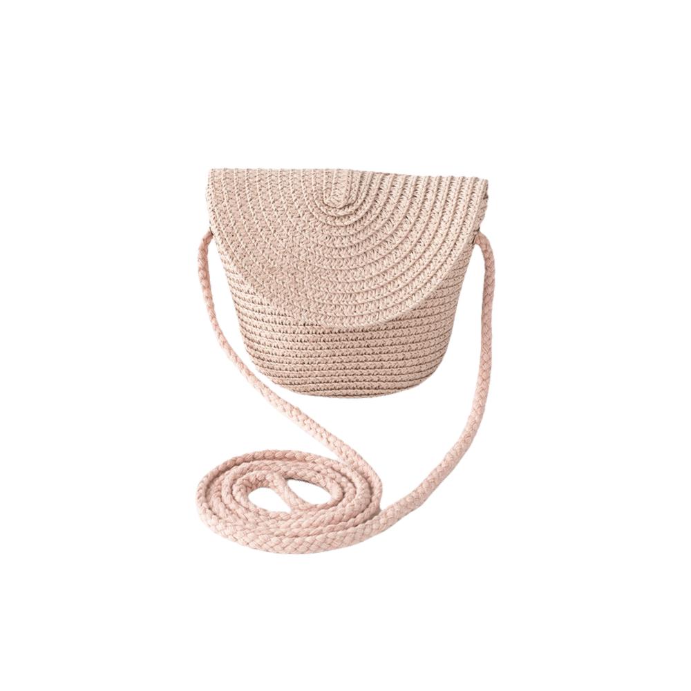 Pure Color Children Straw Bag Handmade Rattan Bag New Handwoven Beach Bag  Women