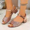 Dámské sandály nadměrné velikosti 2025 Nová letní móda Flitrované cool boty Dámské venkovní nošení Sandály na silném podpatku Dámské Sandalias De Mujer