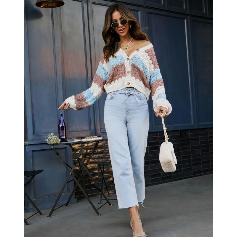 VEZFAA Women's Fashion Casual Solid Color Print High Waist Trousers Pants & Capris