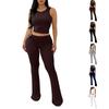 Women's 2-Piece Set: Fashionable Casual Sleeveless Top With Fitted Hip Hugging Pants