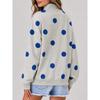 Women S Loose Half High Neck Long Sleeve Polka Dot Pullover Sweatshirt