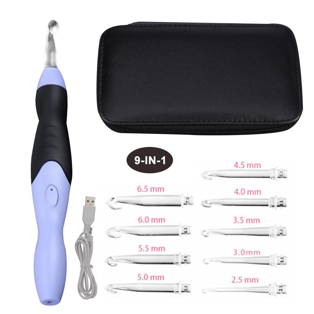 9-In-1 Luminous Led Needle Usb Knitting Knitting Tool Kit Crochet Knitting Hooks Set Knitting Tool Needle