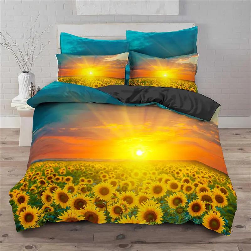 Sonnenblumen Bettwäsche Set Modernes Mikrofaser Gelber Blumendruck Bettbezug Reizvolle Sonnenblumen Sommerinspiriertes Design Steppdecke