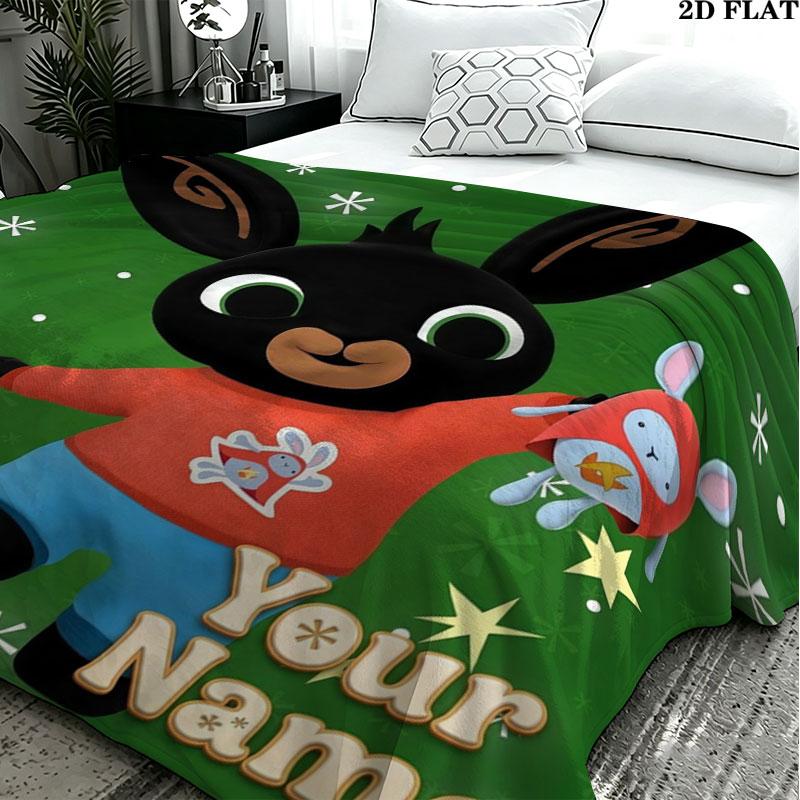 1PC Bing Custom Name Patterned Flannel Blanket Suitable For All Seasons for Home Decor Warmth and Comfort Gifts Holiday Present
