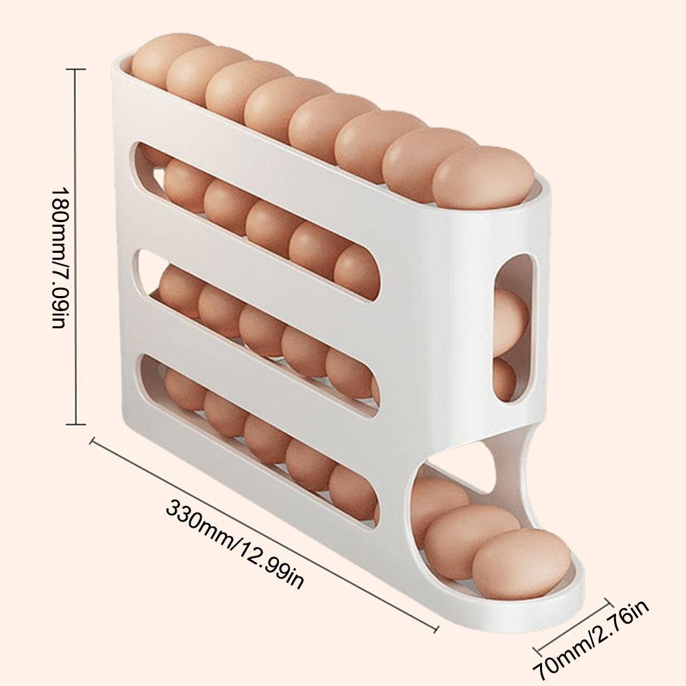 4 Layers Refrigerator Egg Storage Box Large Capacity Kitchen Rolling Eggs Container Rolling Eggs Dispenser for Fridge Countertop