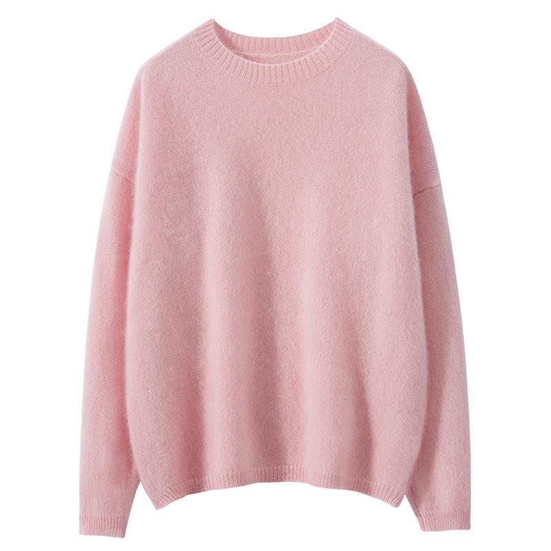 Women's 100% Cashmere Round Neck Loose Sweater for Autumn & Winter