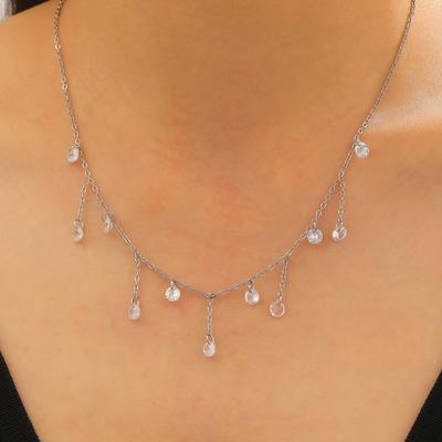 Gelaagde Tassel Ketting met Zirkonia Zilver Goud Ketting Sprankelende Waterdruppel Hanger Lichtgewicht Hypoallergene Sieraden voor Vrouwen