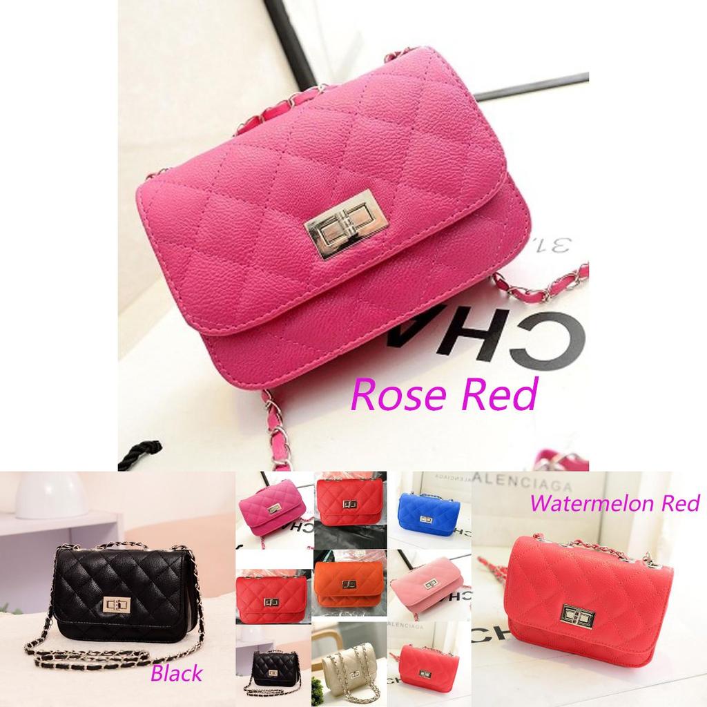 Women's Stylish Cute Mini Cross Body Chain Fashion Chain Small Pu Leather Shoulder Bag