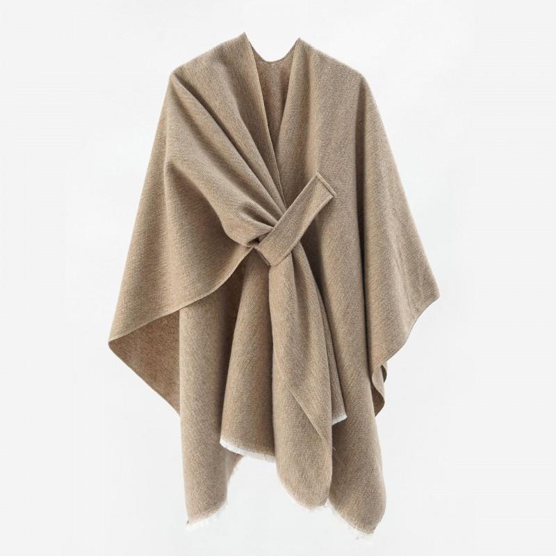 Solid Color Winter Knitted Shawl Wrap With Slit Hem Warm Lightweight Cape Women Men Street Style
