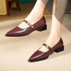Pointed Head Shallow Mouth Thick Heel with Temperament Soft Leather Single Shoes Commuter Professional Work Shoes