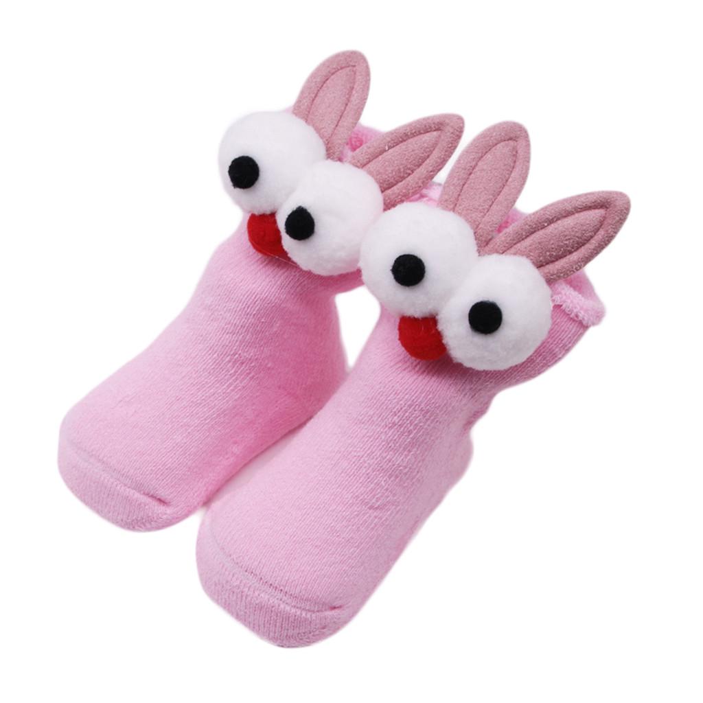 

Детские носки для новорожденных, хлопковые противоскользящие носки для мальчиков и девочек, носки с героями мультфильмов One size розовый
