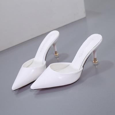 Fashion 2025summer and Autumn New Non-slip Stiletto Fashion Slippers All-match Pointed Toe Half  Outdoor  Women's Middle Heel