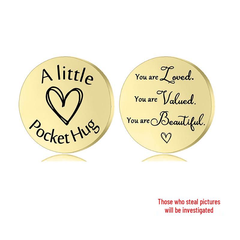 Lucky Charm Motivational Coin: Engravable Stainless Steel Couple & Family Gift Ornament.