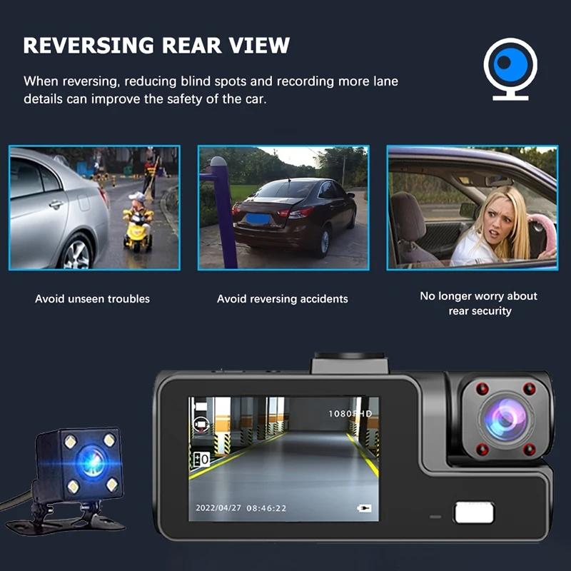 3Camera Dash Cam For Car Camera 1080P Video Recorder WIFI Car DVR 2lens Front Rear View Camera Night Vision Car Accessories