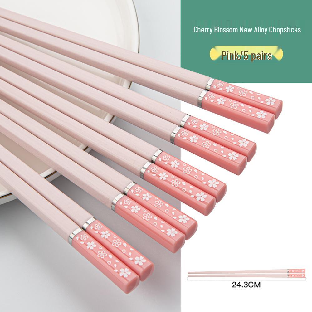 Nordic-Style Non-Slip Alloy Chopsticks - Japanese-Style Tableware for Home Kitchen (E18)