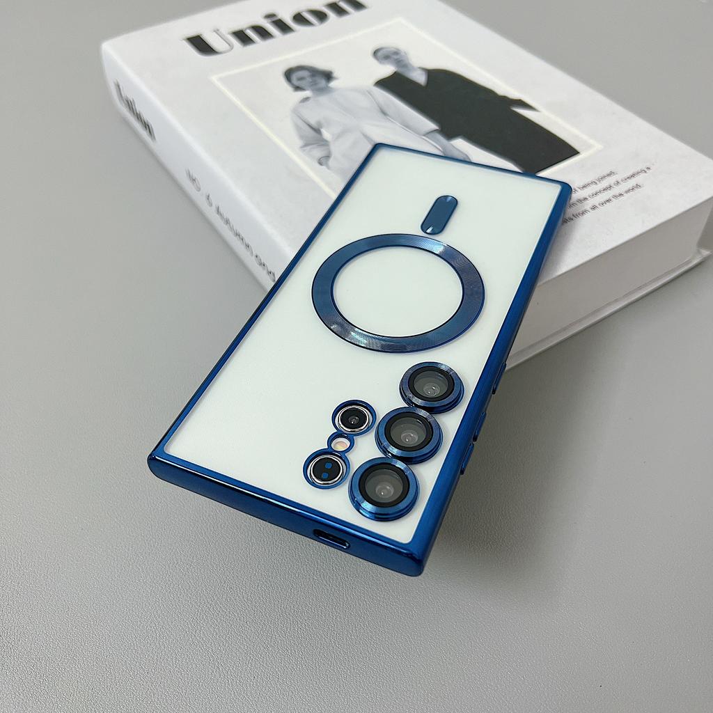 Verchromte Transparente Magsafe Hülle für Samsung Galaxy S24 S22 S21 S23 Ultra Plus FE Magnetisches Kabelloses Laden Silikon Weiche Hülle