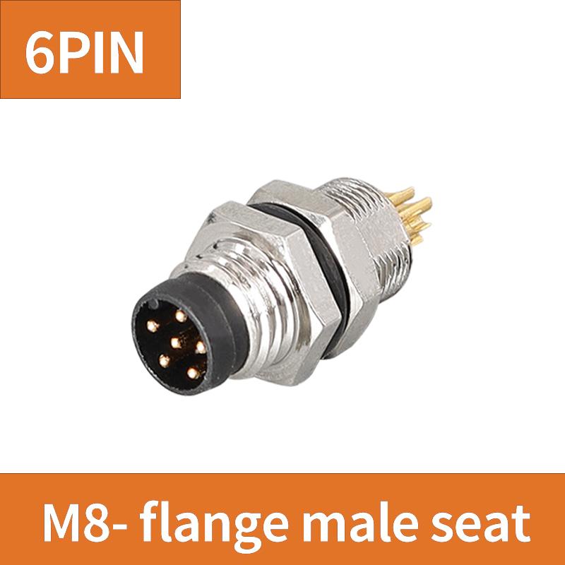 5/10PCS  M8 Flange Mounting Sensor Connector Waterproof Male And Female Plug Threaded Couplings 3 4 5 6 8 Pin A Type Connector