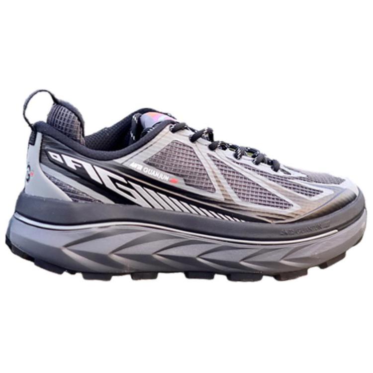 Anta Round Toe Lace-Up Shock Absorbing Wear-Resistant Low-Top Running Shoes Men Sneakers Black Gray 112346606A-1