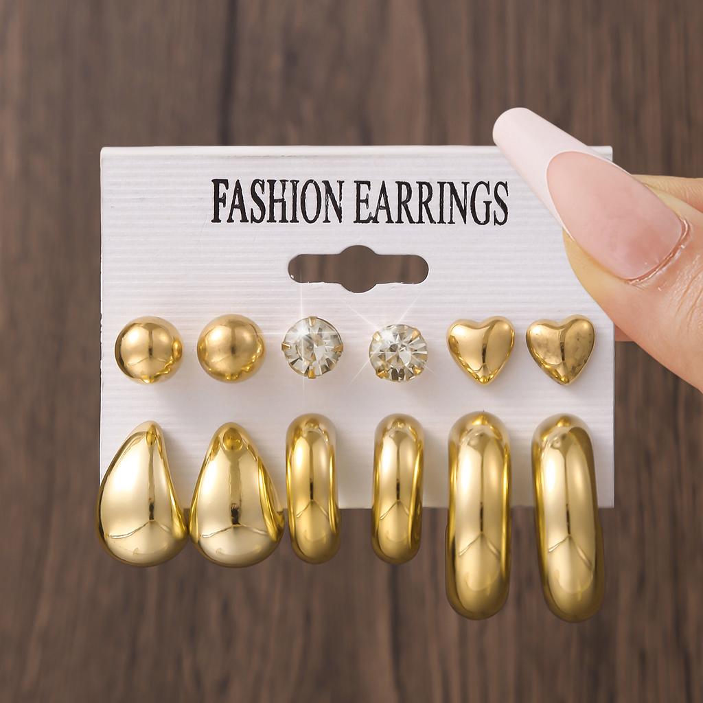 Hot-selling premium earrings, love water drop women's earrings set, multiple pairs of CCB twist earrings.
