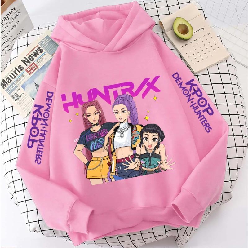 K-pop Demon Hunters Hoodies Girls Long Sleeve Outerwear Print Hooded Casual Warm Comfortable Hoodie