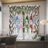 Christmas Snowman Printed Curtains Pole Bag Decorations Daily Home Room Made Of Polyester