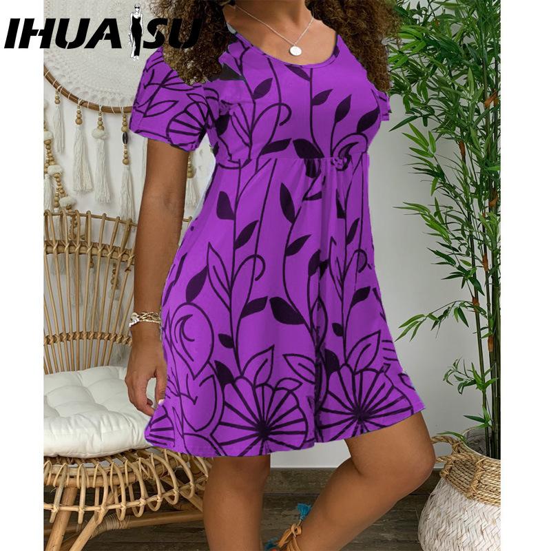 

Женское туниковое платье IHUASU из полиэстера с высокой талией и цветочным принтом XXXXL фиолетовый