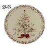 Tapis de Table Rond Antidérapant Décoration de Cuisine Motif Festif de Noël 14 Pouces Protecteur de Table Anti-Taches Résistant à la Chaleur Pad d'Isolation de Table