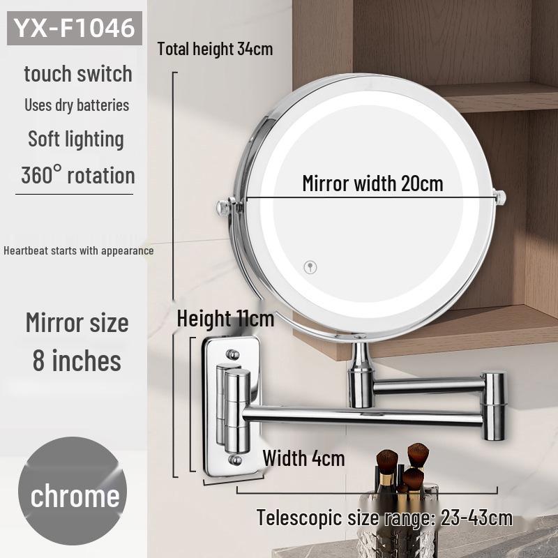 Double-Sided Retractable Wall-Mounted Vanity Mirror for Makeup and Dressing
