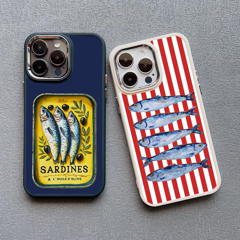 Najnowsze Sardynki Kolor Wzór Rybny Silikonowe Etui Na Telefon Dla iPhone 15 14 Pro Max Plus 16 13 12 11 Pro Max XR XS X SE2 Pokrowce