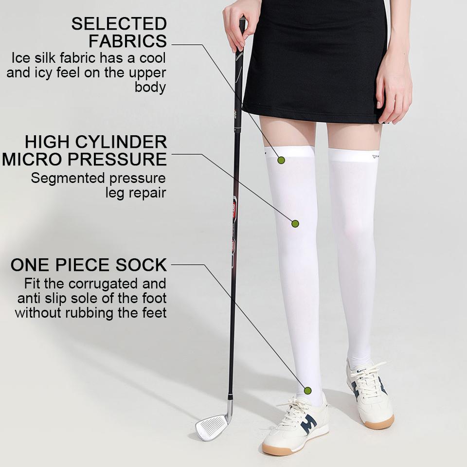 Ice Silk UV Protection Knee High Socks Breathable Anti Slip Golf Sports Stockings Elastic Cooling Effect Slimming Fit