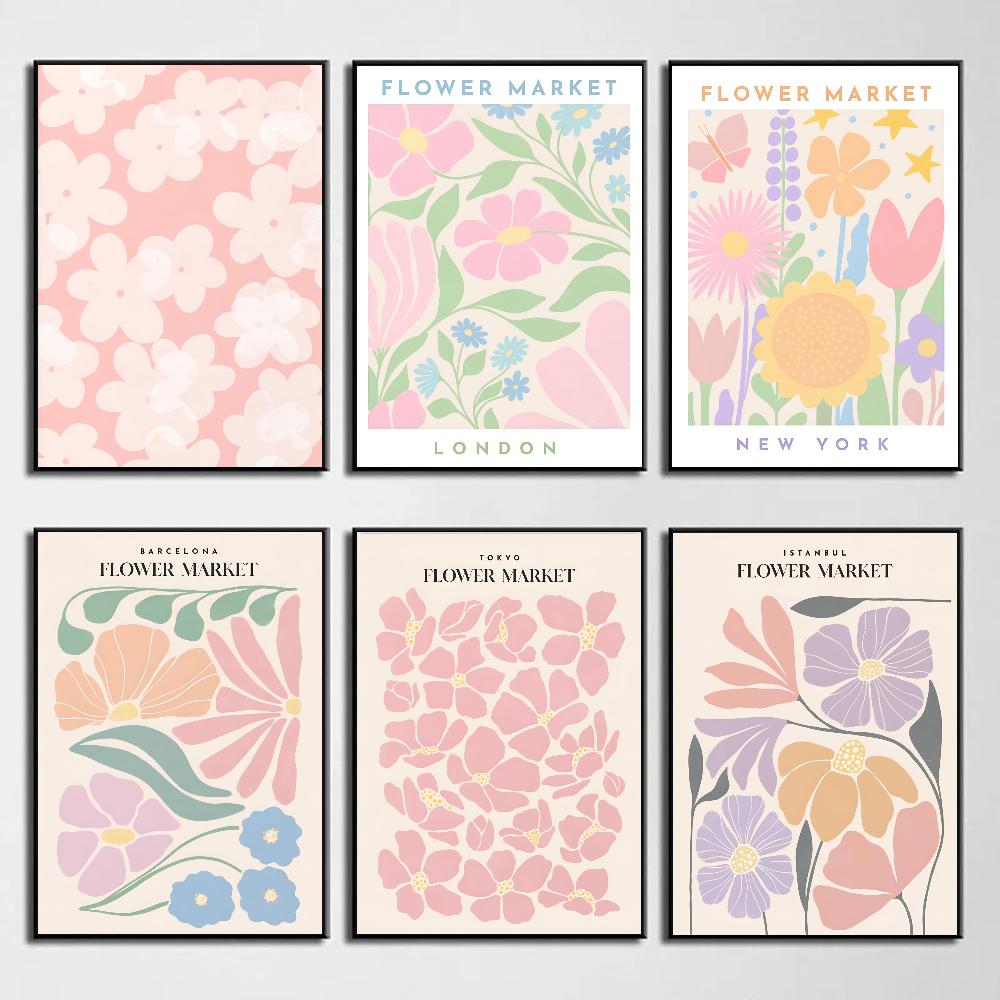 1pc Flower Market Wall Art Colorful Nordic Plant Poster HD Posters Home Room Bar Cafe Decor Art Wall Painting Picture