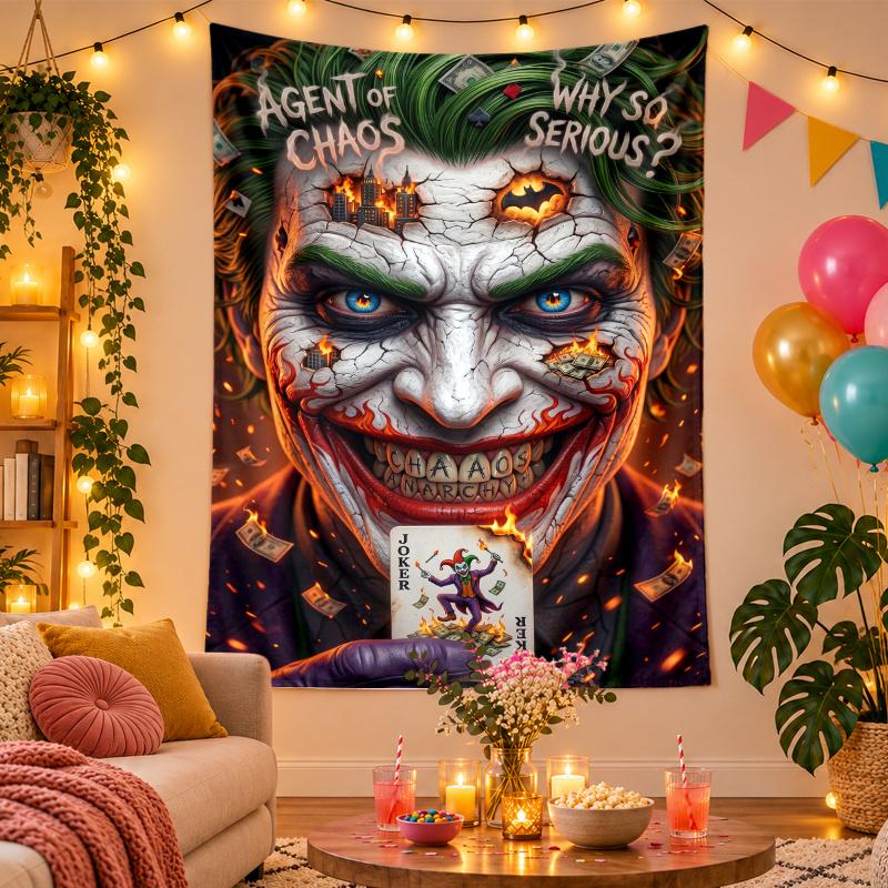 Polyester Wall Tapestry with Joker DC Design, Decorative Hanging for Bedroom Living Room Dorm